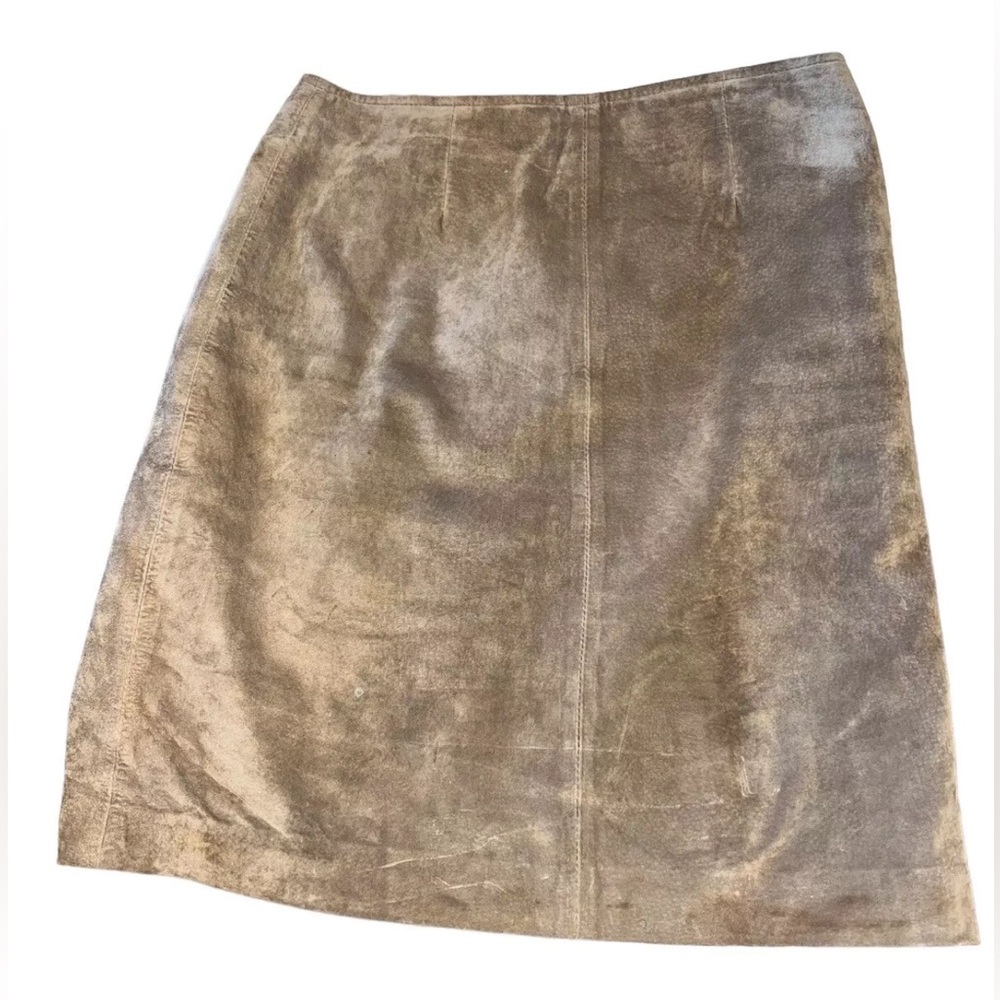 Vintage Women’s Hunt Club  Skirt Tan Leather Suede  21” Size 6 Blue Label